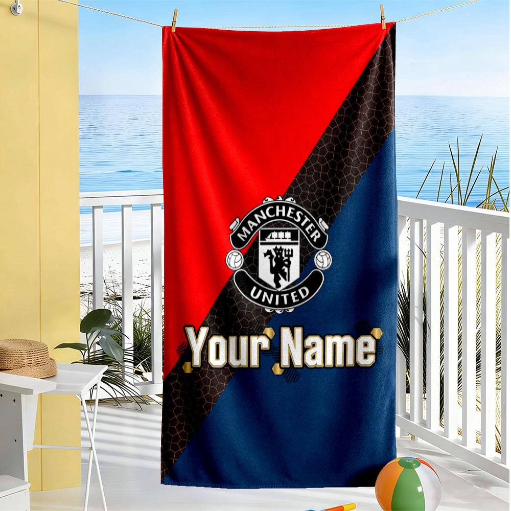 Manchester Customized Name Beach Towel Quick-Dry Soft Microfiber Perfect for Traveling Yoga Camping and Swimming