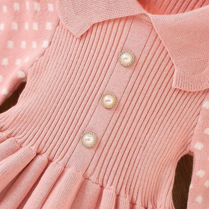 Jarní Dívčí Pletení Dlouhé Rukávy Splétání Šaty Podzimní Nová Dívka Dětská Mašle Módní Šaty Vánoční Oblečení