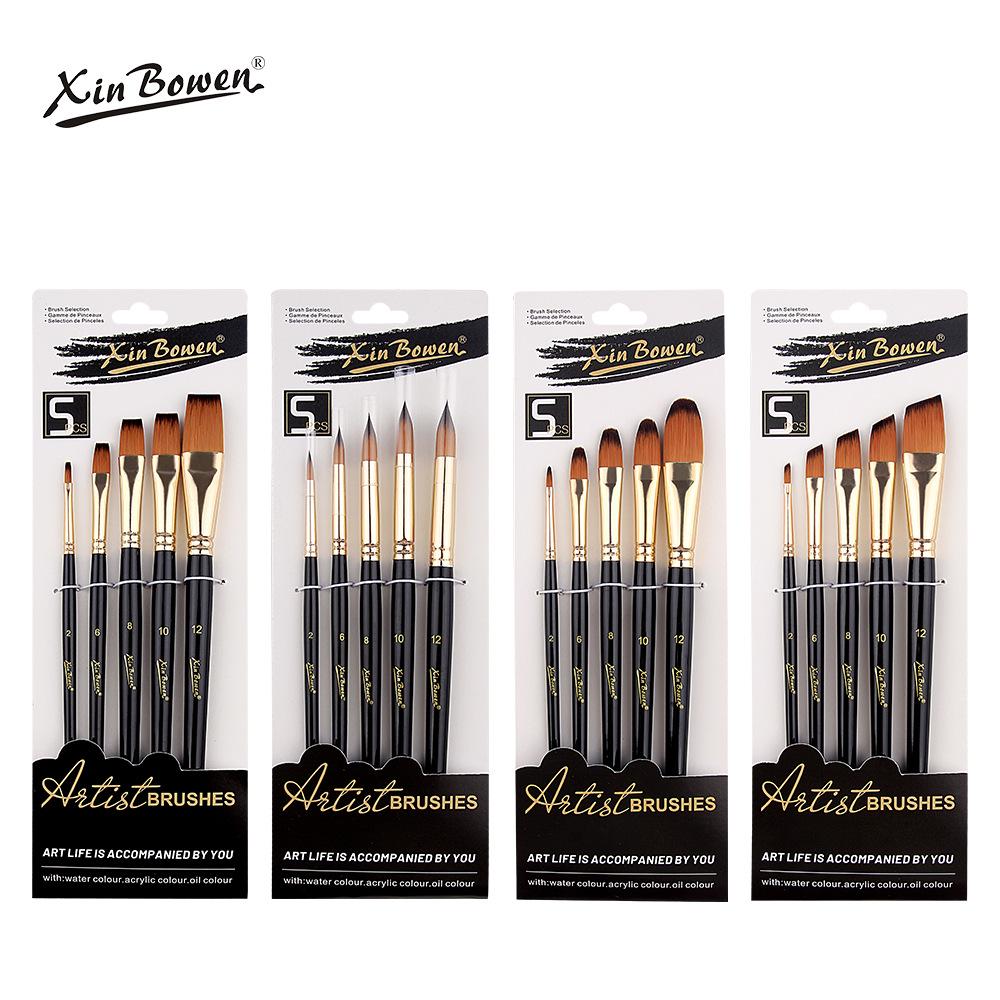 5-Piece High-Grade Nylon Hair Paint Brush Set for DIY and Student Art
