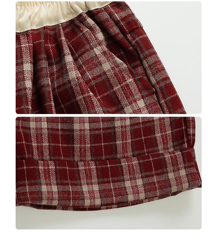 Girls' 2025 Fashion Spring & Autumn Outfit - Red Plaid Two-in-One Set for Toddlers