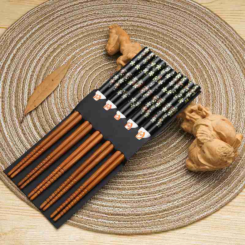 5 Pares Simplicidade Hashis Palitos de Sushi Talheres Reutilizáveis Bambu Xadrez Antiderrapante