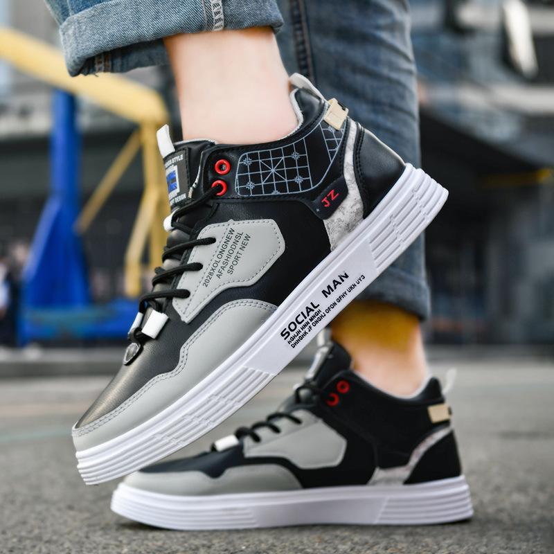 High-Top Canvas Shoes Men's Shoes Autumn New Breathable White Shoes Men's Fashionable Fashionable Sports Board Shoes Fashionable Shoes