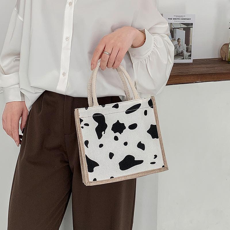 Korean Ins Cute Handbag Women's Summer New Style Student Hand Lunch Box Lunch Box Lunch Bag Outdoor Snack Bag Trendy