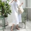 Women Casual Turn Down Collar Lon Sleeve Shirt Dress