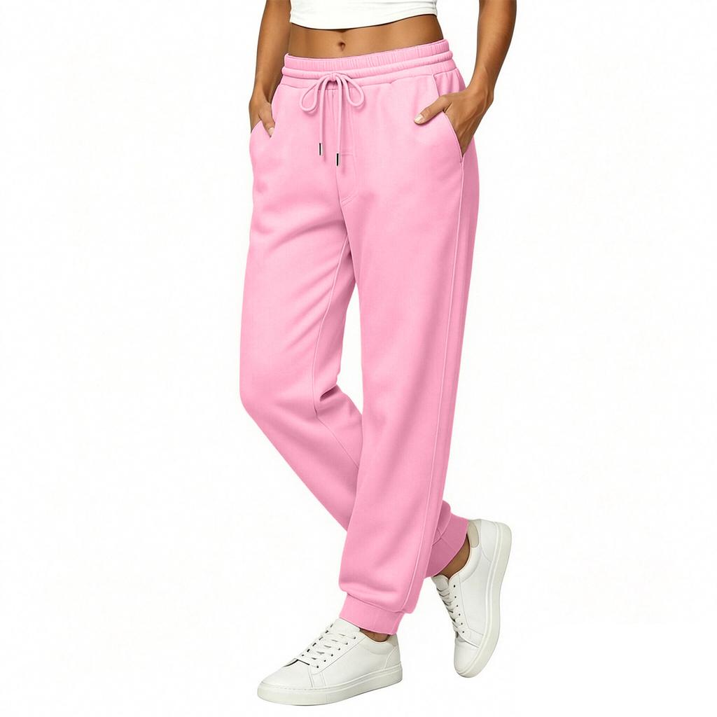 Women's Loose Fit Sweatpants with Elastic Waistband and Cuffed Hem for Casual and Athletic Wear