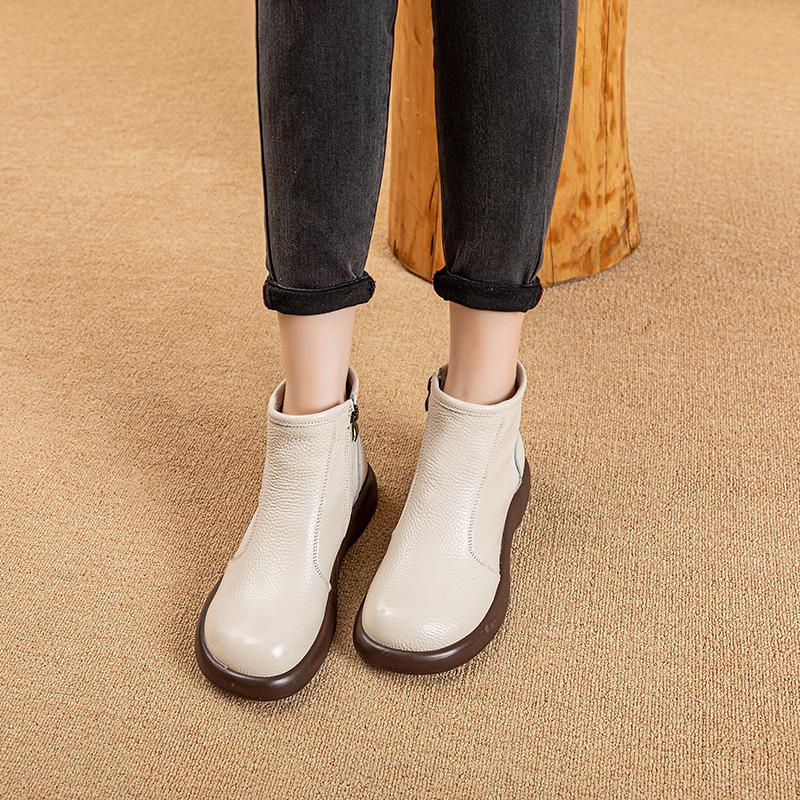 

Кожаные повседневные туфли на мягкой подошве, из шерсти и хлопка, на платформе, короткие ботинки, ботинки Мартина, теплая женская обувь, осень и зима 41