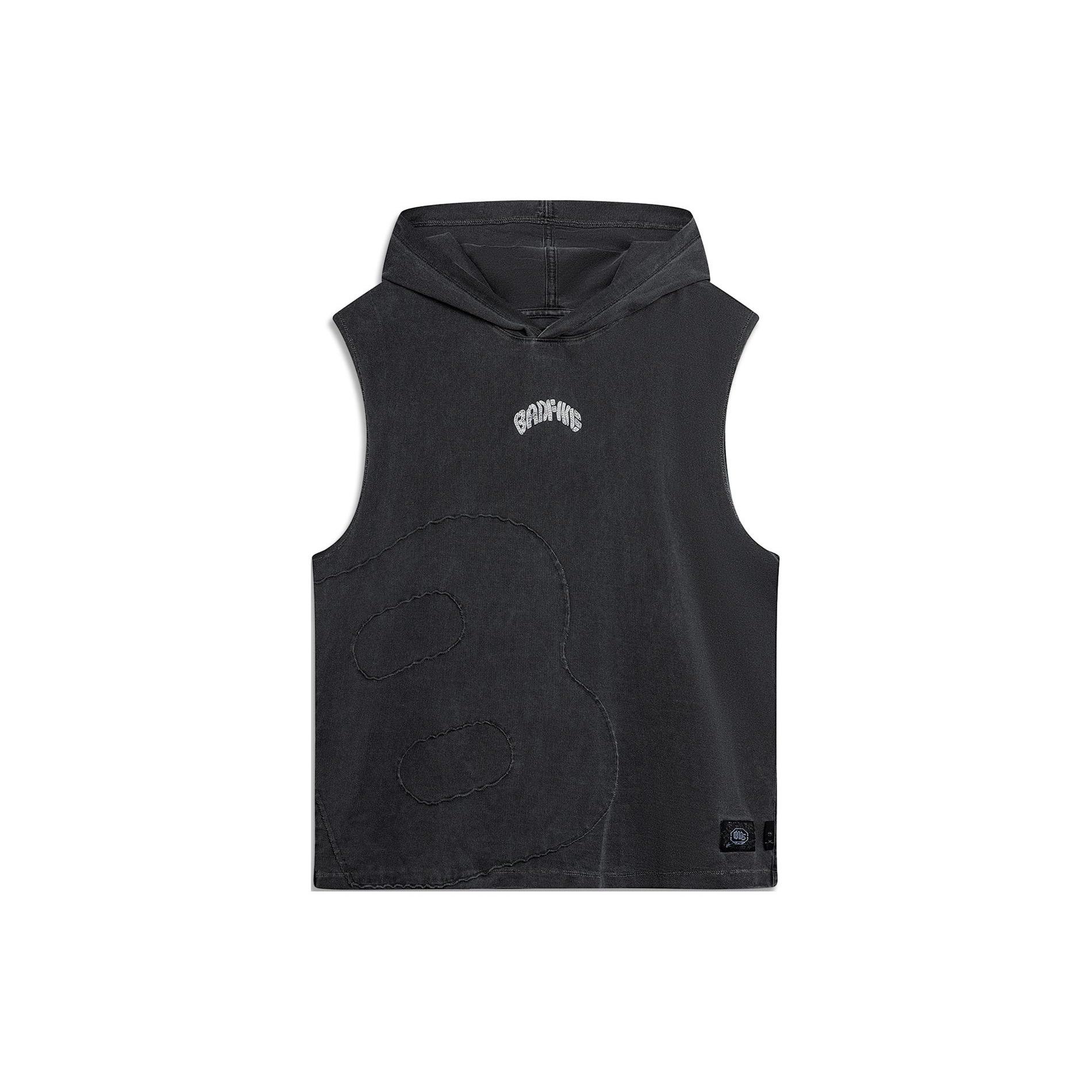 Li-Ning BadFive Graphic Sleeveless Hoodie Washed Black Men s AVSU437-1 M