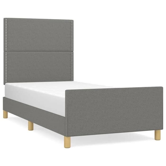 VidaXL Cadre de lit avec tête de lit Gris foncé 90x190 cm Tissu3124937