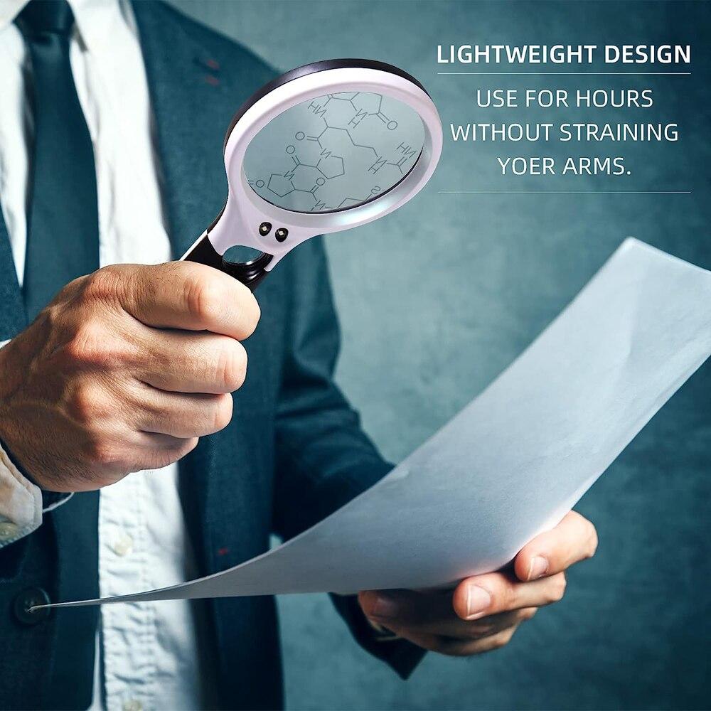 Handheld Double Lens 3x-45x Magnifier 3 Lights For Jewelry Appraisal Reading By Elderly 6902