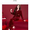 Luxury Red Island Velvet Couple Pajamas - Thick, Warm Coral Fleece Set for Autumn/Winter Weddings and Anniversaries