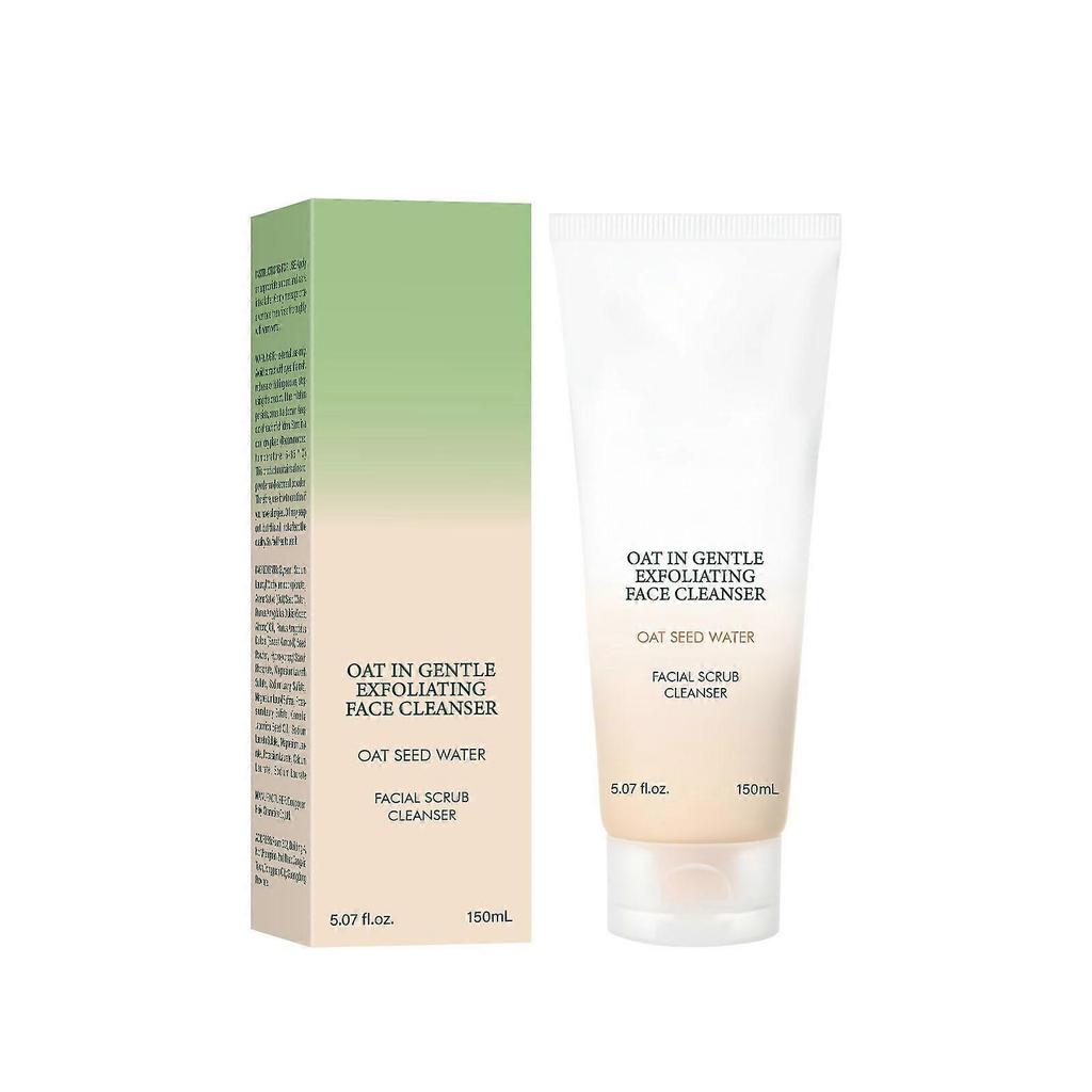 Oat Exfoliating Facial Polish Cleanser - Hydrating Daily Face Wash with Gentle Scrub Clay Pore Minimizing Panthenol, Oat Seed Water Vegan, 150ml