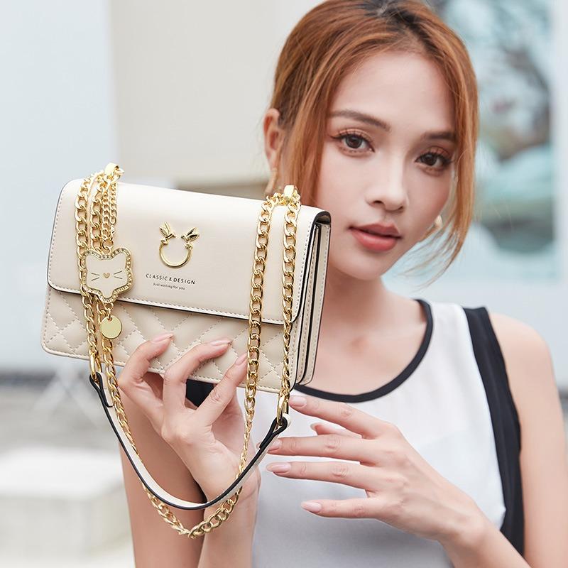 VEZFAA Leichte Luxustasche Damentasche Schulter Crossbody Kleine Quadratische Tasche Geschenk Rautenmuster-Tasche