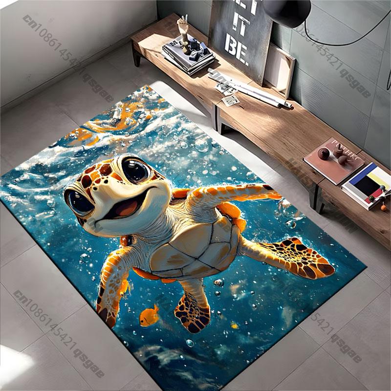 Joyful turtle underwater adventure carpet Yoga living room room decor children's crawling mat doormat area rug games mat