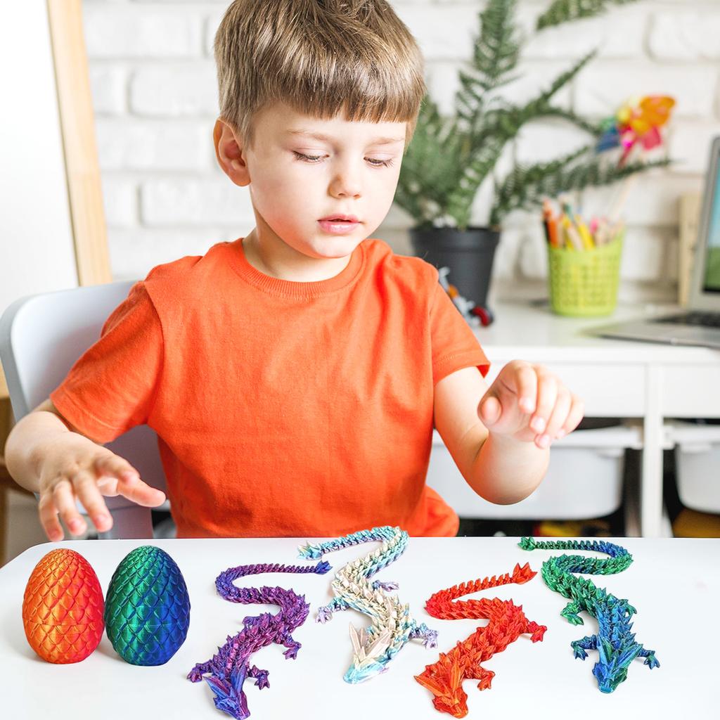 Set Of 4 3D Printed Eggs, Articulated Glass Articulated Mystery Eggs, 3D Printed Surprise Animal Set (Set Of 4)