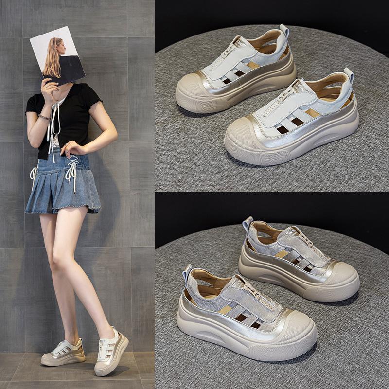 Super fire bag head sandals women's height increase summer new breathable hollow casual thick-soled Roman sandals