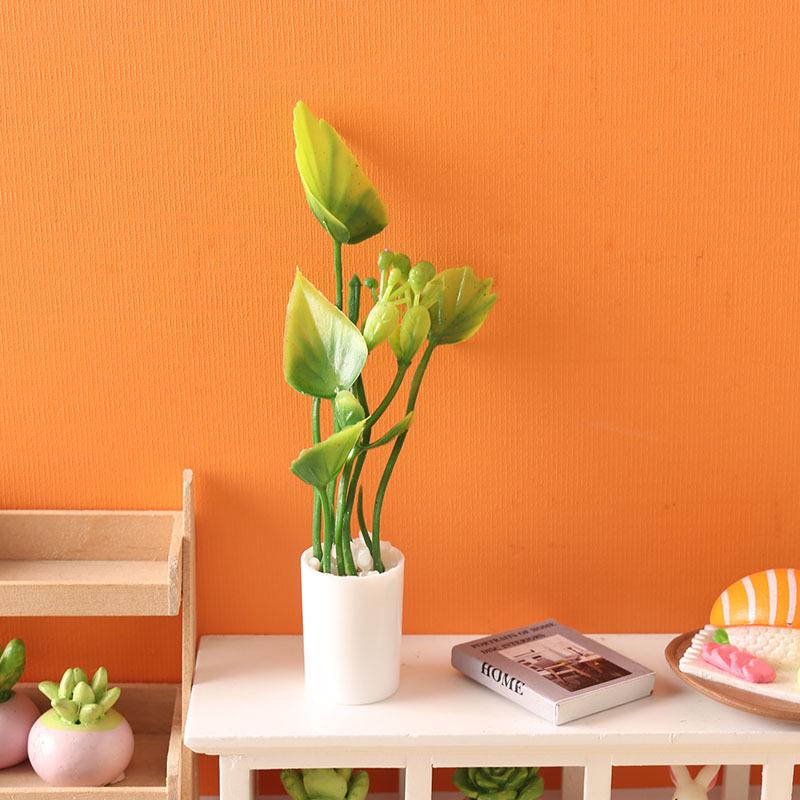 Miniature Potted Greenery Plant for 1:12 Scale Dollhouse BJD Pretend Play