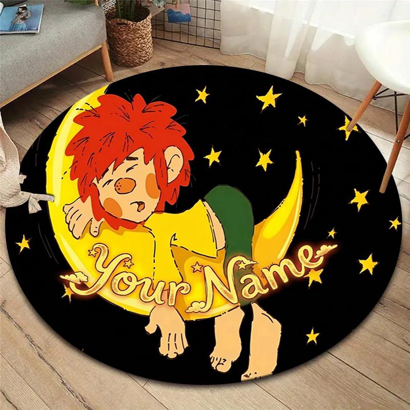 Lion Dreams Custom Name Round Area Rug Carpet Rug For Living Room Bedroom Sofa Playroom Decor Nonslip Floor Mat