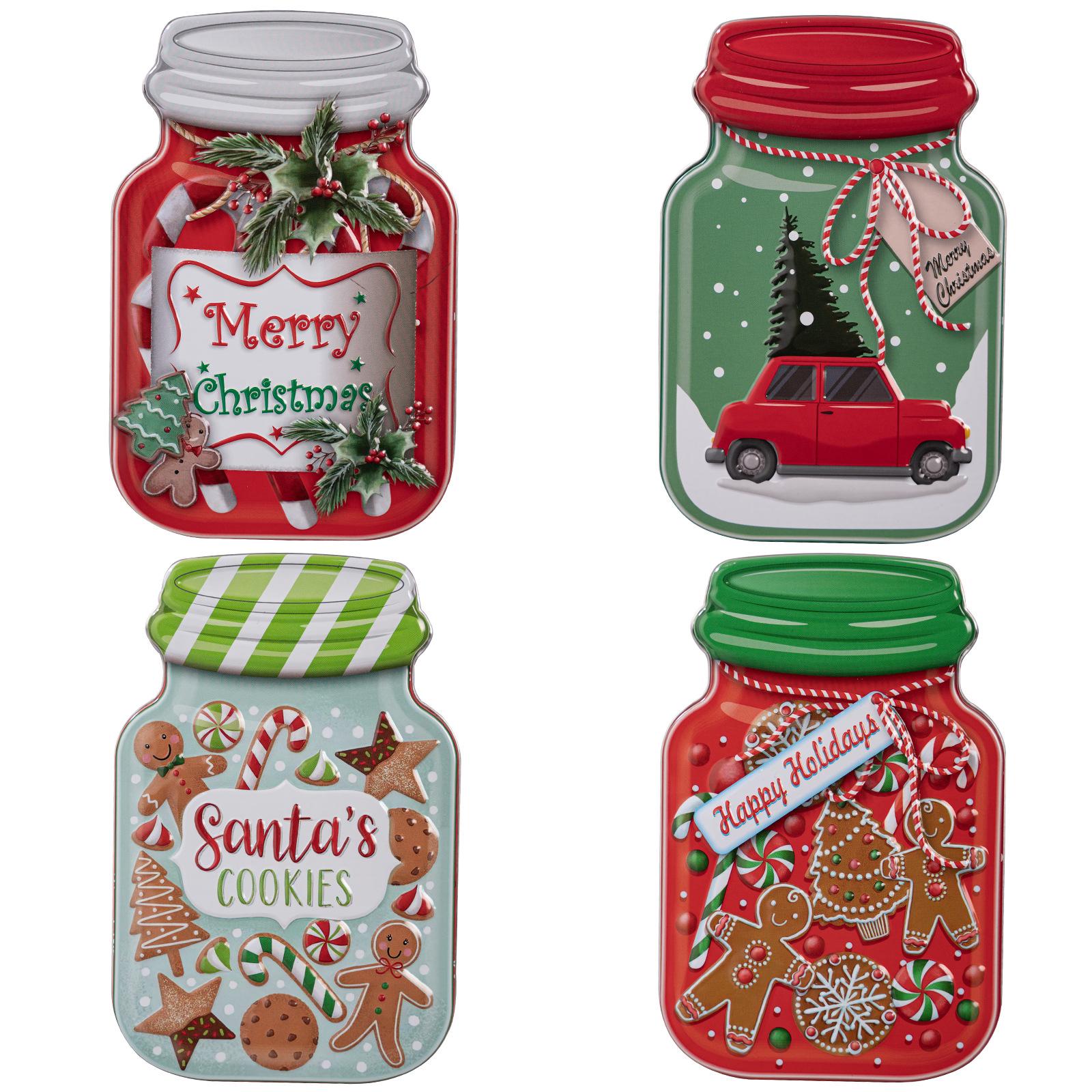 Хаобэй Рождественская жестяная банка в форме машины с пряничным человечком, праздничная конфетница, украшения