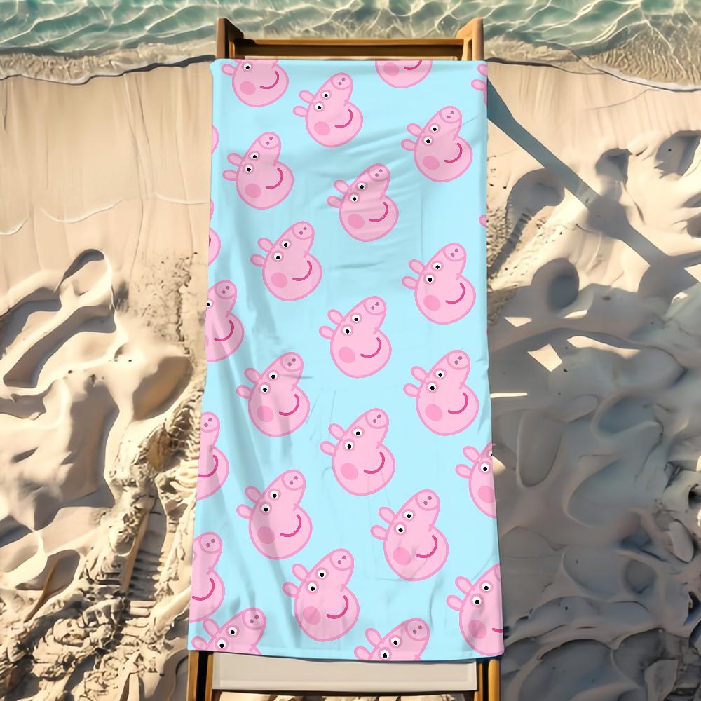 Cartoon P-Peppa Towel P-Pig Beach Towel Travel Lightweight Skin Friendly for Pool Beach Camping Cruise Summer