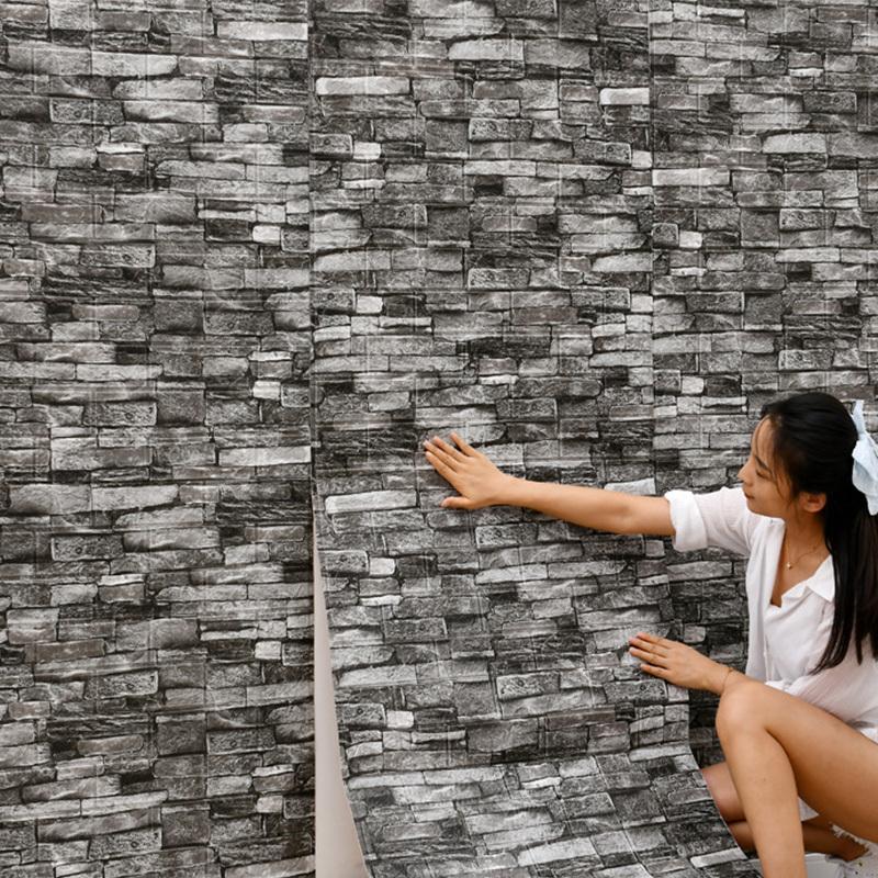 70cm*1m  3D Brick Pattern Wall Panels Wallpaper DIY Waterproof for Living Room Bedroom Kitchen Background Wall Decoration