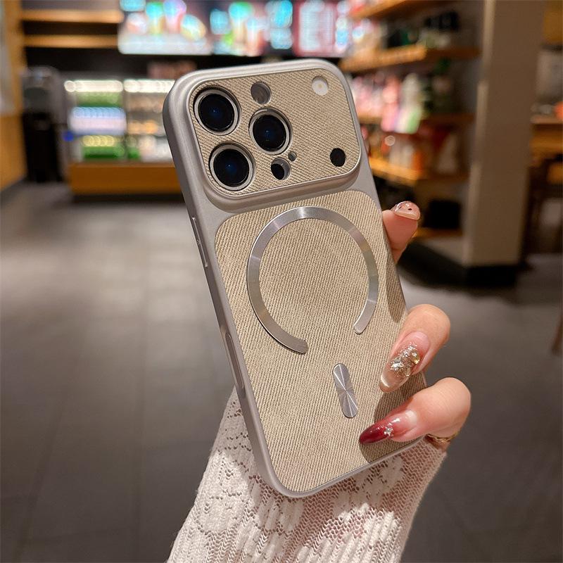 

iPhone 17 Pro Max Magnetic Denim Texture Drop-Proof Case for Apple 16 Pro iPhone 14 Plus светло-серый