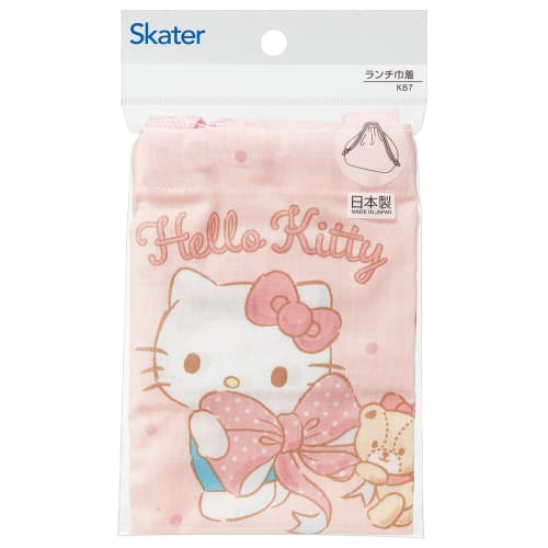 Skater Children's Lunch Box Drawstring Bag with Gusset Kids Made in Japan Sanrio Hello Kitty Big Ribbon Girls KB7