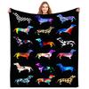 Cute Dachshund Dog Printed Blanket for Sofa Bed Travel Camping Living Room Office Conditioning Blanket for All Seasons Gifts