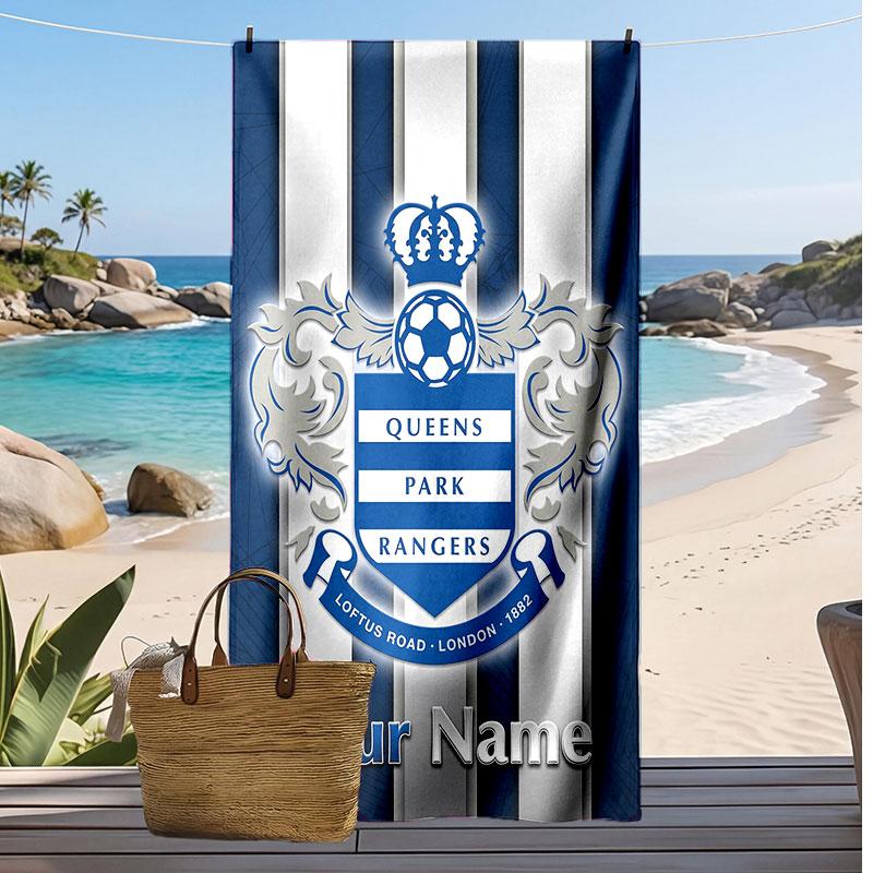 Queens Park Rangers FC Personalisiertes Bedrucktes Strandtuch Fußballlogo Unterstützung Benutzerdefinierter Name Text Saugfähiges Handtuch für Sport Reisen Besonderes Geschenk