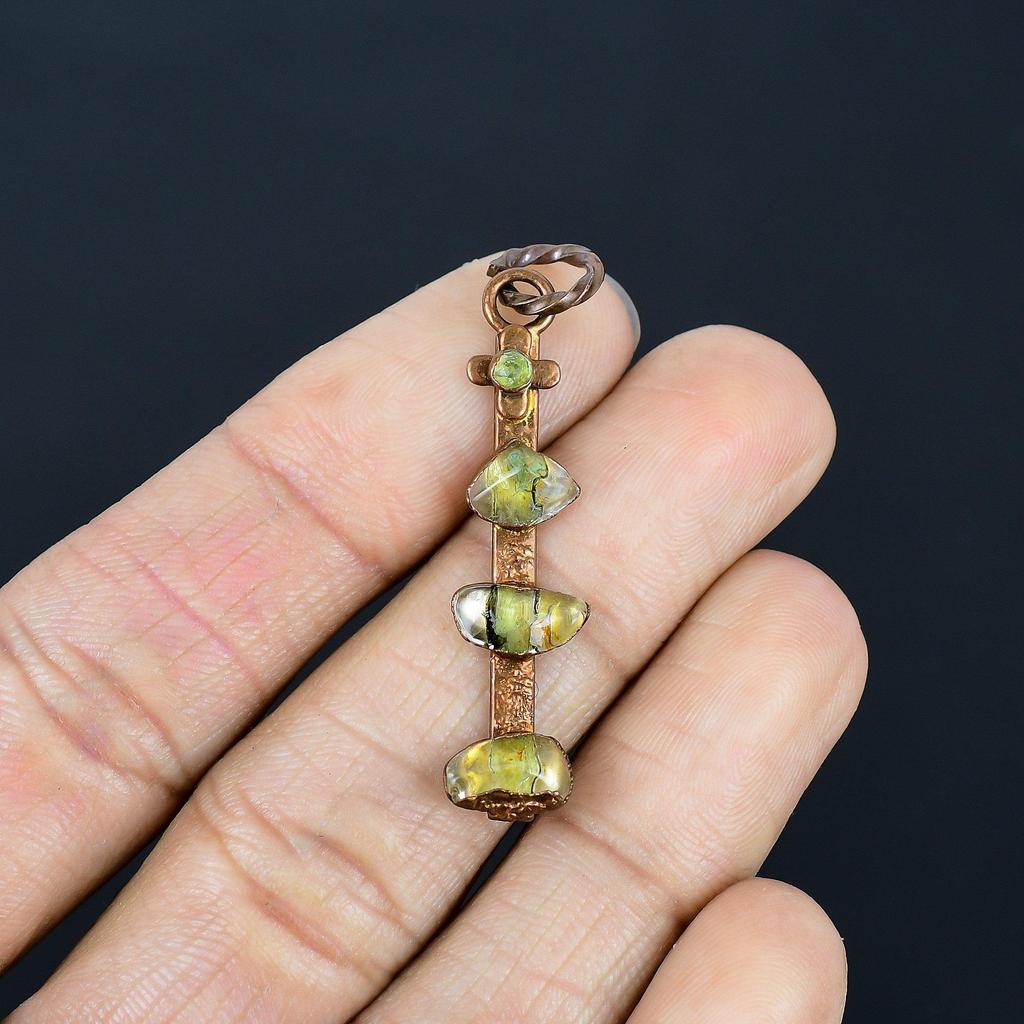 Zitrin Anhänger, Kupfer elektrogeformter Edelsteinschmuck, Handgefertigter Anhänger, Für Thanksgiving