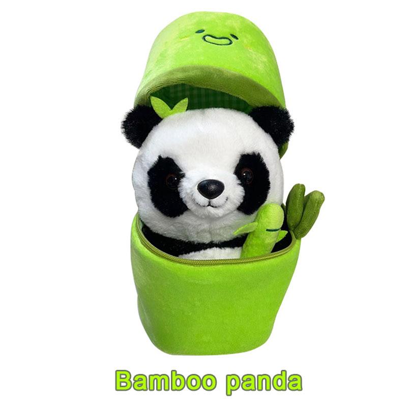 New Bamboo Panda Plush Stuffed Toy Soft Bamboo Bag Simulation Stuffed Panda Cute Pillow Panda Cat Doll Childen's Birthday Gift