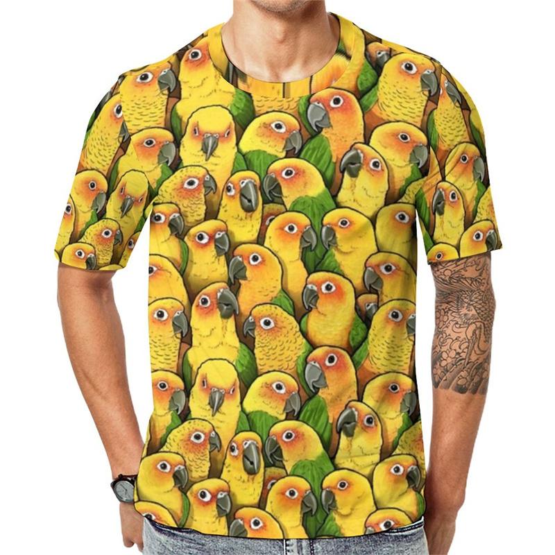 Funny Parrot Pattern 3d Printed T Shirt For Men Summer T-Shirt Large Size Casual Fashion Tee High Quality O Collar Short Sleeve