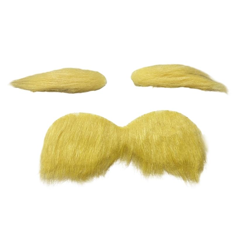 Fake Mustache and Eyebrows Set,Adhesive Fake Beard,Novelty Realistic Facials Hair for Cosplay Costume Halloween Party