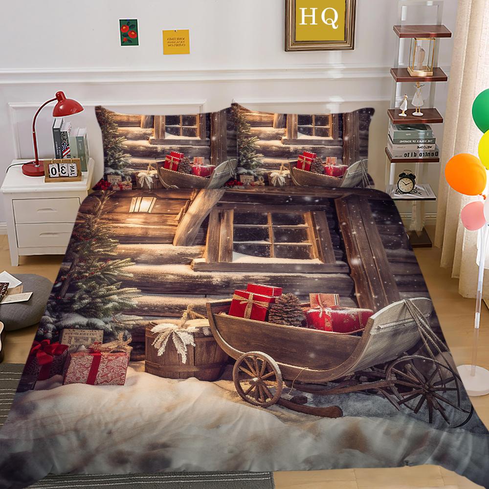 3D Christmas Printing Bed Set Cover King Size Polyester Bedding Set Boy Kid High Quality Bed Clothes