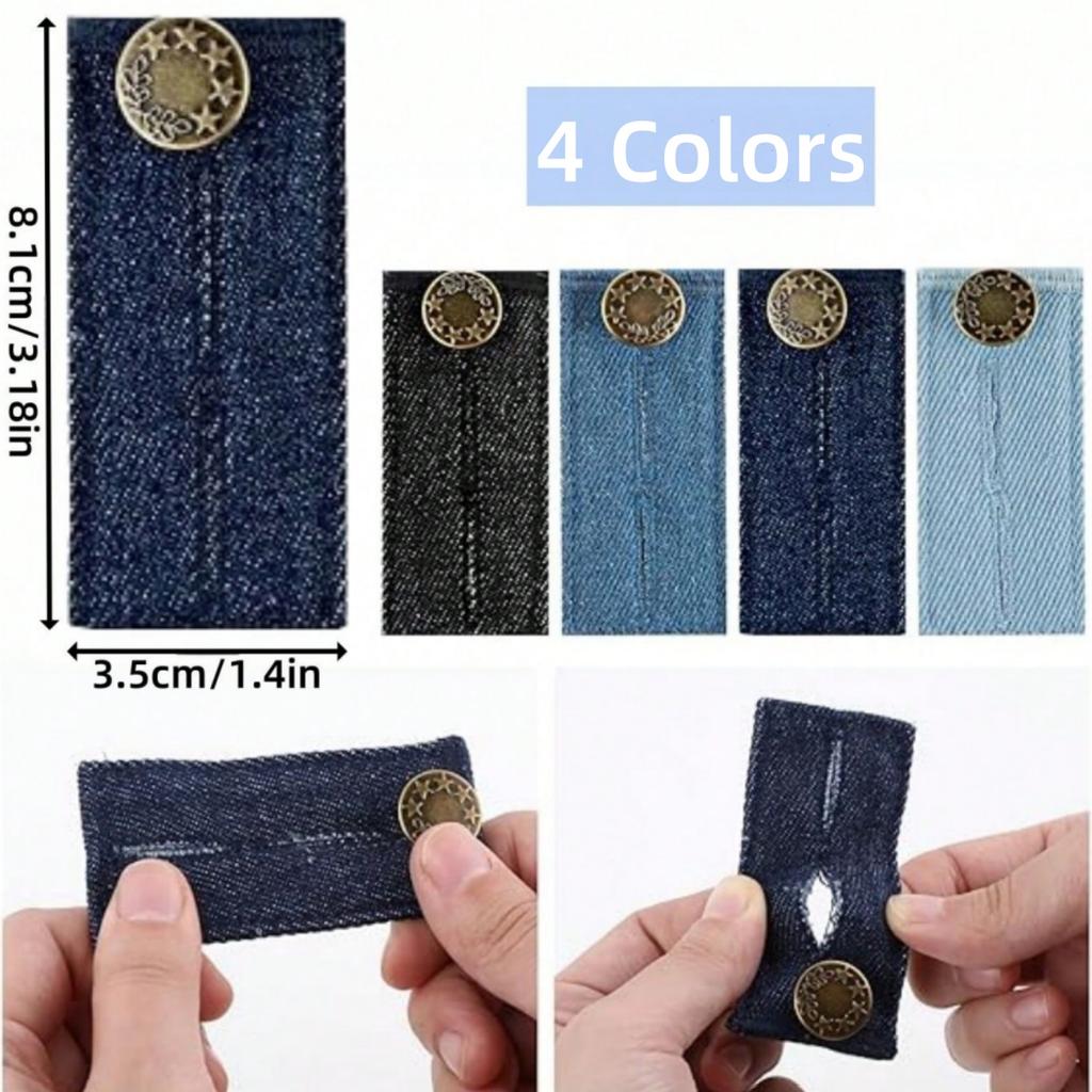 1-4pcs Pant Extender Button Unisex Skirt Trousers Jeans Waist Expander Waist Band Extender Button Pant Elastic Extender Buckle