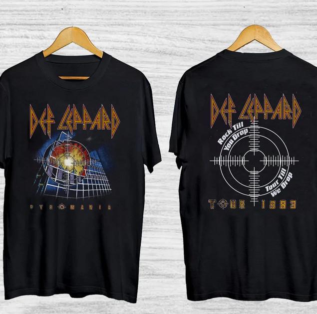

26 1983 Def Leppard Pyromania Tour T-Shirt Black. Unisex T-Shirt XL