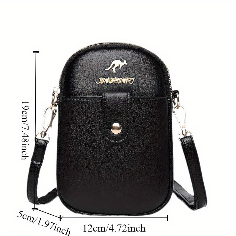 Chic Mini Crossbody Phone Bag for Women - Fashionable Faux Leather with Detachable Strap, Zip Closure, Solid Color