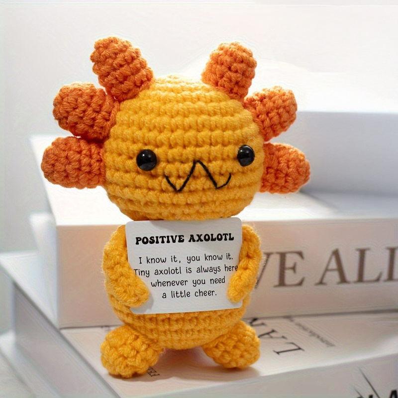 New Positive Energy Goose Hug Pocket Mini Handmade Plush Wool Knitting Doll with Card Funny Christams Gift Home Room Decoration