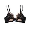 French Deep V Pseudo-see-through Bra Comfortable and Beautiful Back Push-up Open-back Soft Underwire Lace Bra for Small Breasts