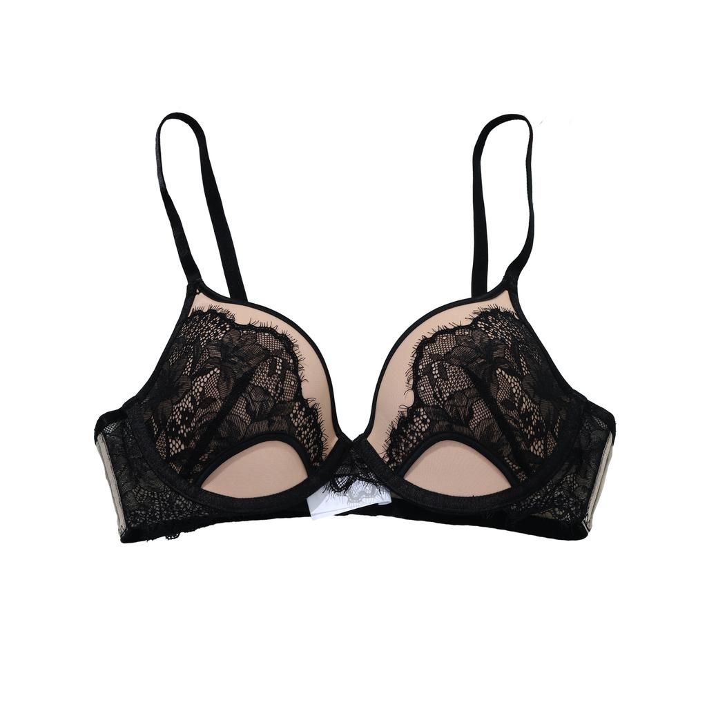 French Deep V Pseudo-see-through Bra Comfortable and Beautiful Back Push-up Open-back Soft Underwire Lace Bra for Small Breasts