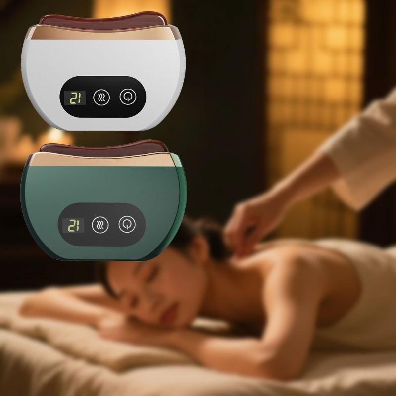 Electric Guasha Massager with Built In Heating System and Multiple Frequency Vibration for Face & Body Wellness Therapy