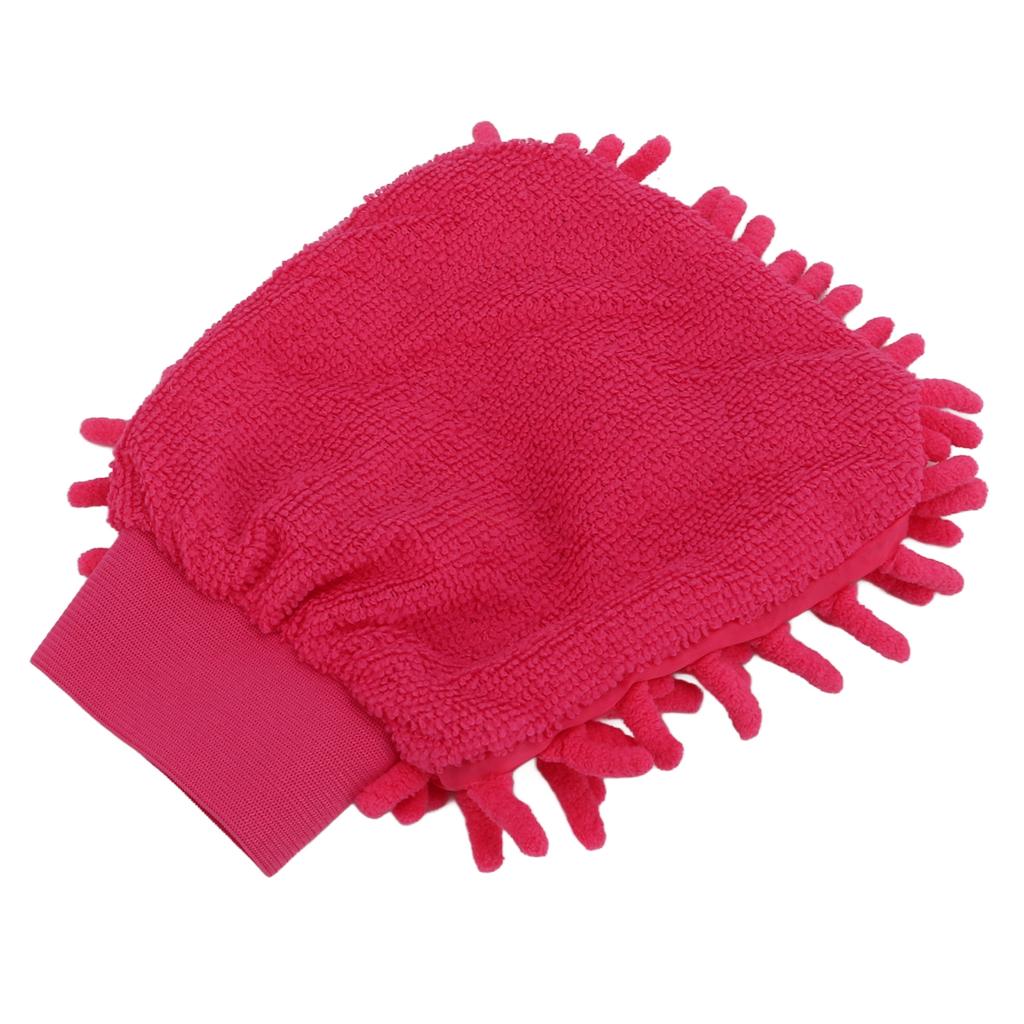 Car Wash Mitt Scratch Free Double Sided Chenille Pink Soft Washing Glove for Vehicle Cleaning