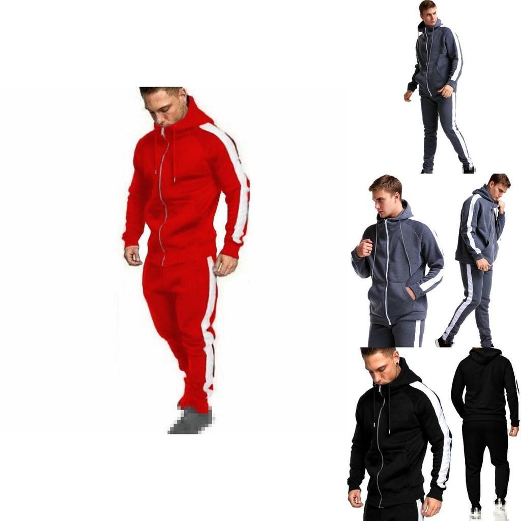 Premium 2pcs Mens Tracksuit Set With Zip Hooded Coat And Comfortable Joggers