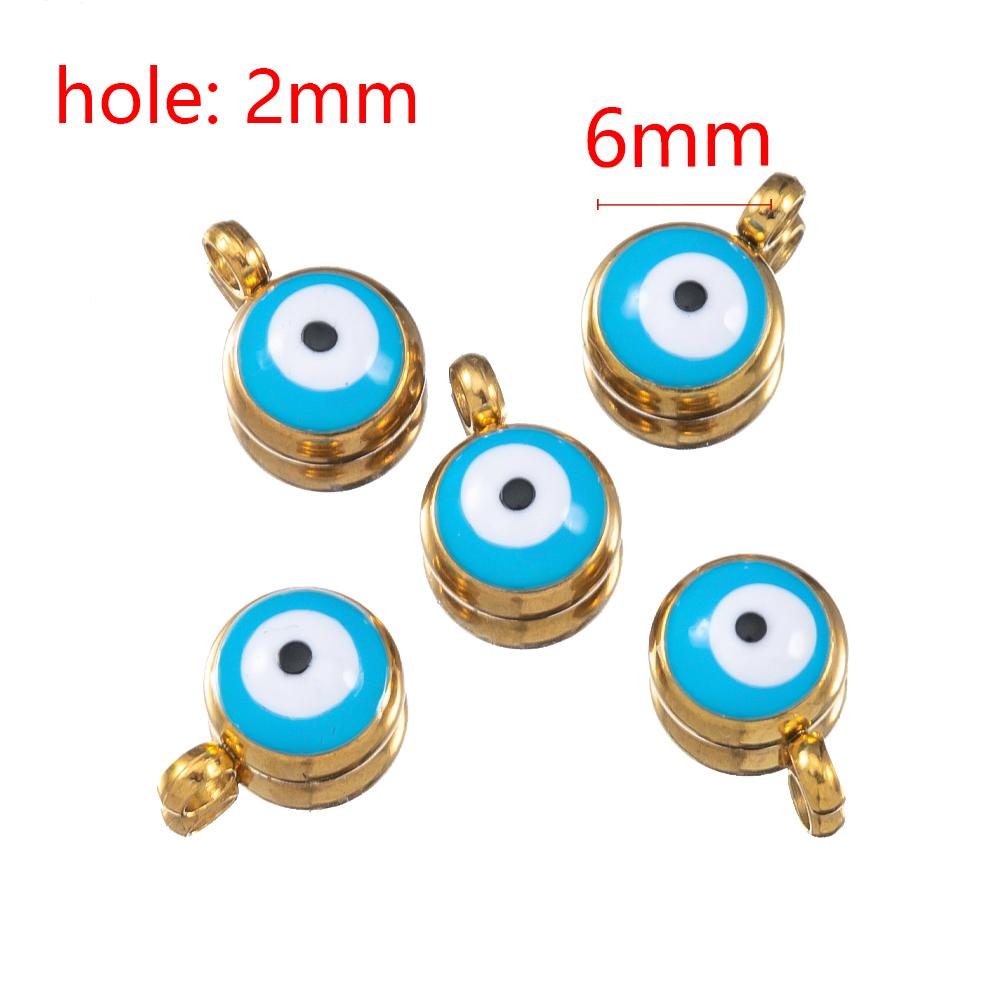 20pcs Round Ball Charms Stainless Steel Turkish Evil Eye Earring Pendant Base DIY Boho Jewelry Making Bracelet Supply Mix Color