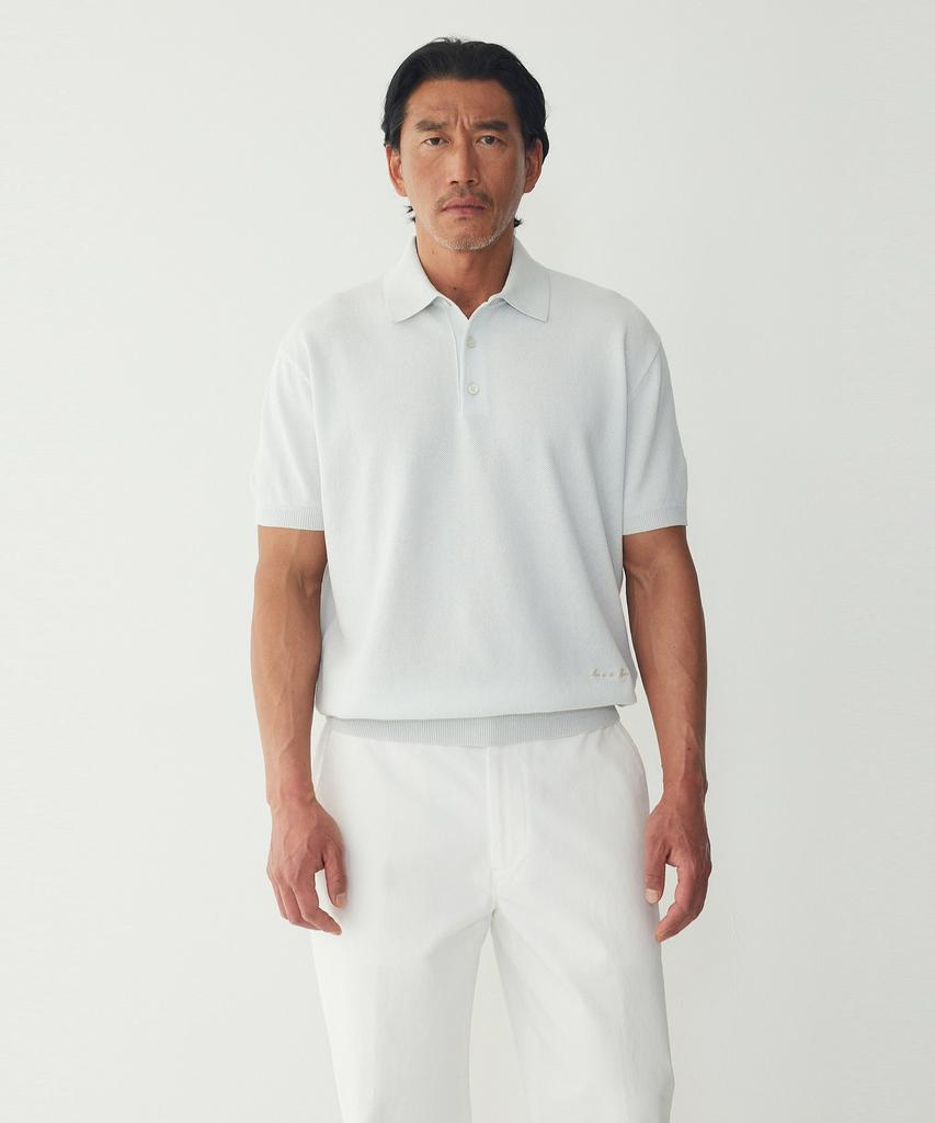 MAN ON THE BOON Textured Short Polo_Sky Blue 4716113027