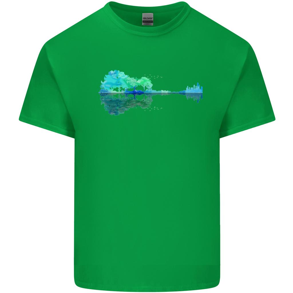 Guitar Reflection Guitarist Bass Acoustic Unisexs Light Cotton TShirt