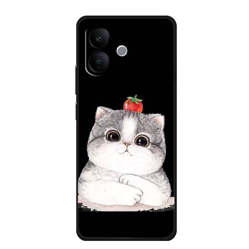 Black Silicone Case For Vivo V60 Lite 4G Case Cartoon Cat Soft Back Cover For Vivo V60 Lite 5G Phone Case 6.77" Coque Funda Para