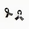 Black Ribbon Memorial Brooch Clothing Lapel Pin Alloy Black Mourning Suit Badge Fashion Accessories Party Jewelry Gift