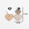New Leopard Grain Plaid Heart Acrylic Drop Earrings for Women Sweet Glitter Love Spliced Earring Jewelry Valentine's Day Gifts