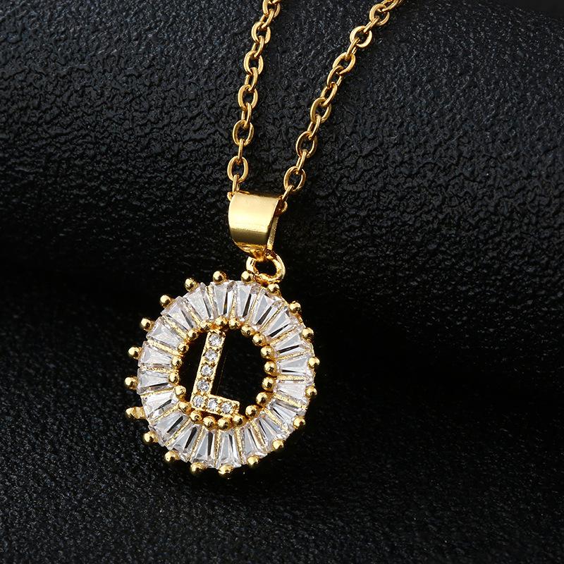 Xiyin Multicolor Zircon Copper Clavicle Chain Necklace with 26 Initial Pendants for Women