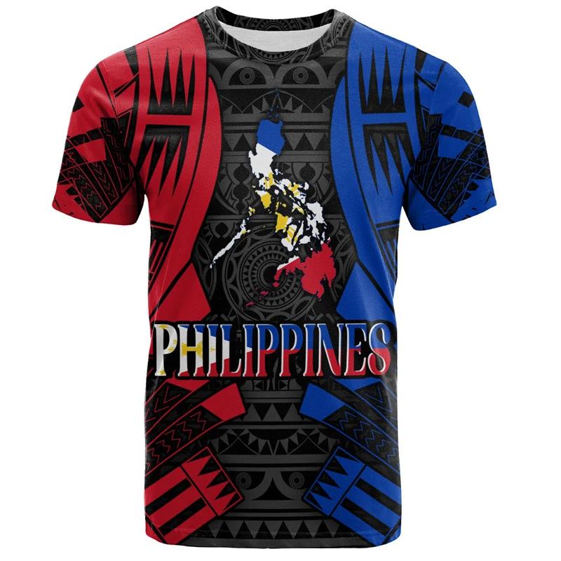 Vintage 3d impresso filipinas emblema nacional t camisa filipinas maori estilos tribais camisetas gráficas moda mangas curtas